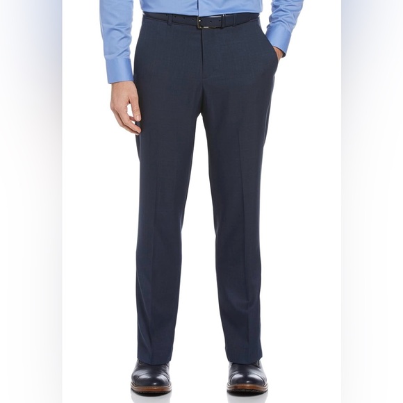 New NWT Perry Ellis men’s pants navy blue modern fit straight leg 34x32 no iron - Picture 1 of 8